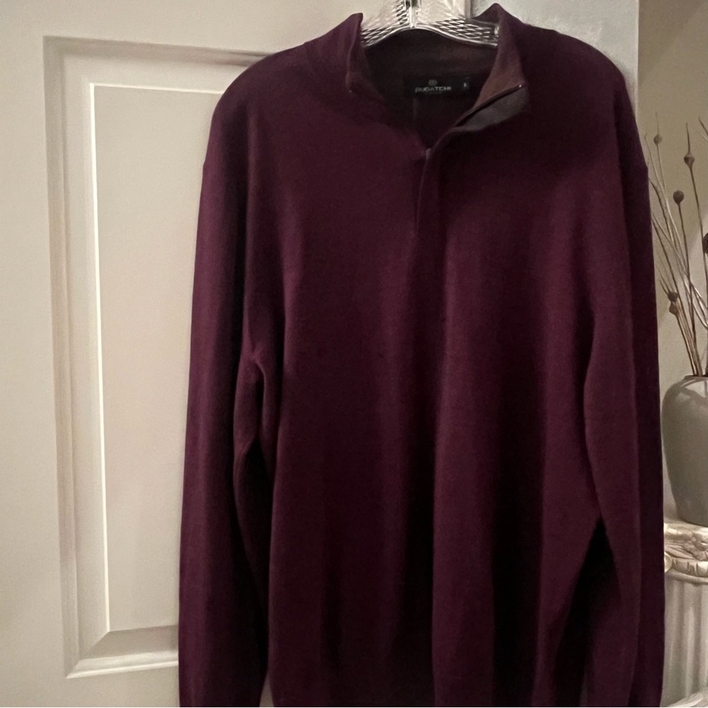 Famous designer men’s zipped sweater, merino wool, exclusive sleeve suede design